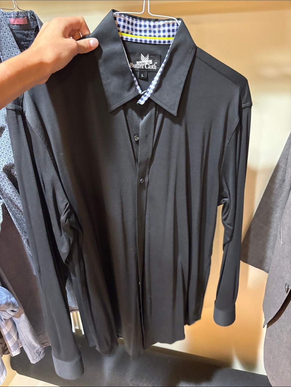 Bugatti Black Lightweight Long-Sleeve Shirt Jacket with Contrast Check Trim